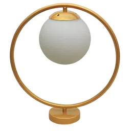 Homesake Gold-Toned & White Round Shape Table Lamp With Shade image 4