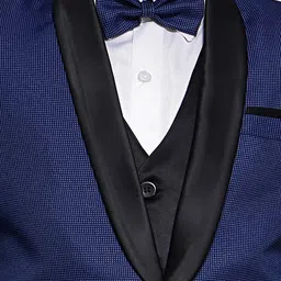 Jeetethnics Boys Navy Blue & Black Self Design 5-Piece Single-Breasted Partywear Suit image 5