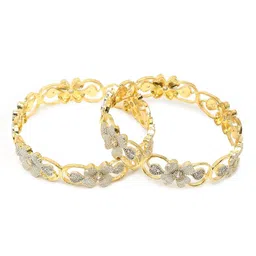 YouBella Set Of 2 Gold Plated Gold Stone Studded Bangle Set image 2