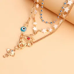 Yellow Chimes Gold-Plated Layered Chunky With Evil Eye Elephant Star Studded Neckchain image 2