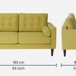 casacraft from pepperfry Alaine Fabric 2 Seater Sofa In Olive Green Colour image 2