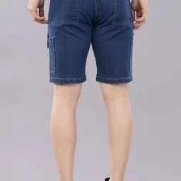 nivasu Solid Men Blue Denim Shorts image 2