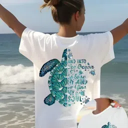 relva Women Printed Round Neck Cotton Blend White T-Shirt-picture-16