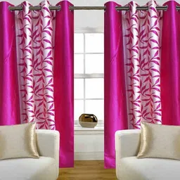 panipat textile hub 152 cm (5 ft) Window Polyester Semi Transparent Curtain (Pack Of 2) image 1