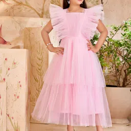 BAESD Flutter Sleeve Net Fit & Flare Dress image 2