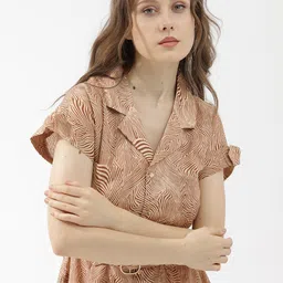 RAREISM Abstract Printed Belted Cotton Fit & Flare Dress image 2