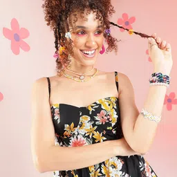 fuchsia PRETTY LOVING THING Shoulder straps Sleeveless Floral Print Fit & Flare Dress image 2