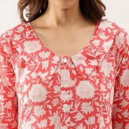 KALINI Floral Print Above the Keyboard Collar Gather Tiered Cotton Fit & Flare Midi Dress image 2