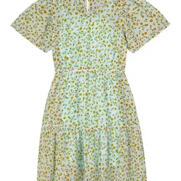 Budding Bees Girls Floral Printed Georgette Fit & Flare Dress image 3