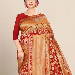Aldwych Embroidered Woven Design Zari Banarasi Saree image 2