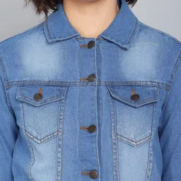 Kotty Women Blue Washed Denim Jacket image 3