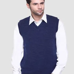 aarbee Men Blue & Black Checked Reversible Sweater Vest image 3