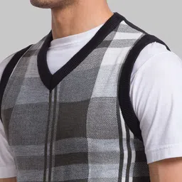 Parx Men Checked Acrylic Sweater Vest image 2