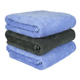 Heelium Blue & Grey Set Of 3 Solid 400 GSM Quick Dry Sustainable Bath Towels image 5