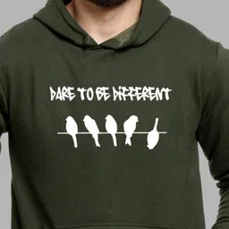 Campus Sutra Men Olive Green Printed Hooded Sweatshirt image 4