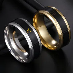 KARISHMA KREATIONS Unisex Set Of 4 Stainless Steel Gold & Silver Plated Temperature Rings image 5