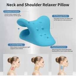 chamund enterprise CHAMUNDA Neck, Shoulder Relaxer Cervical Stretcher Traction Neck Pillow (Blue) Neck Support image 4