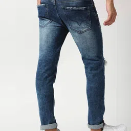 Pepe Jeans Men Blue Tapered Fit Low-Rise Mildly Distressed Heavy Fade Stretchable Jeans image 3