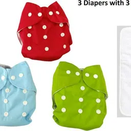 slikee New born Baby's Cotton Cloth washable and reusable Nappy with inserts-pack of 3-picture-10