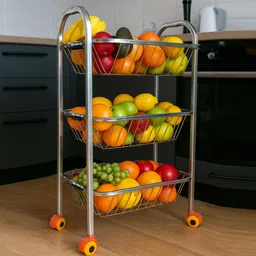 vrinda FRUIT BASKET - 3 Steel Kitchen Trolley-picture-25
