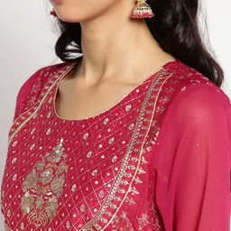 AURELIA Printed Ethnic Motifs Satin Maxi Ethnic Dress image 2