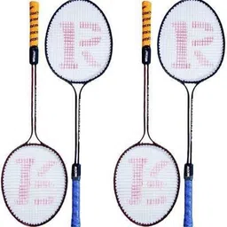 knk Double Shaft Badminton Racket Pack Of 4 Piece With 3 Piece Plastic Shuttle And 1 Piece Badminton Net Badminton Kit image 2