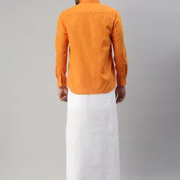 ramraj cotton Men Cotton Blend Shirt Dhoti Set image 4