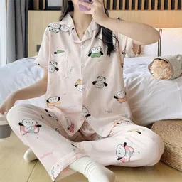 lugo Women Night Suit Set Multicolor Printed image 2