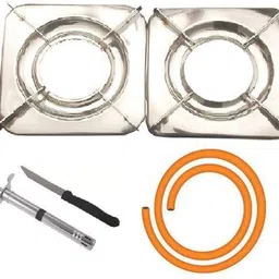 yash collections Steel pan support with hose pipe with gas lighter set Stainless Steel Manual Gas Stove-picture-43