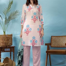 anouk rustic Anouk Women Floral Printed Regular Kurta with Trousers-picture-25