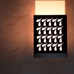 Gojeeva Black Textured Wooden Square Shaped Wall Lamp-picture-44