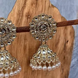 KALAVAATHI Multi Brass Kundan Drop Earrings image 5