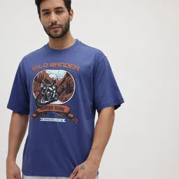 The Roadster Life Co. Printed Pure Cotton Relaxed Fit T-shirt image 5
