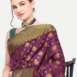 jayant creation Woven Design Zari Banarasi Saree image 3