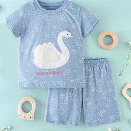 Xsole Girls Printed Round Neck T-shirt With Shorts-image-57