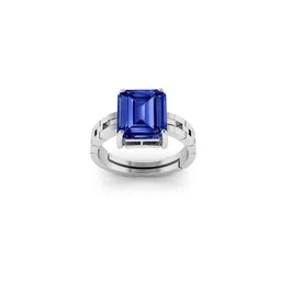 RRVGEM 6.50 Ratti Blue Silver Plated Adjustable Blue Sapphire Ring-picture-16