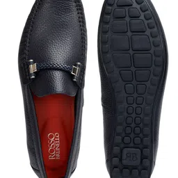 ROSSO BRUNELLO Men Textured Leather Formal Loafers Shoes image 4