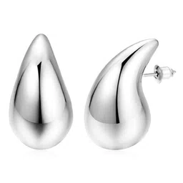 DressBerry Stainless Steel Silver-Plated Teardrop Shaped Drop Earrings image 5