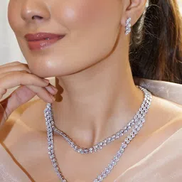 Rubans Rhodium-Plated Crystal & American Diamond-Studded Jewellery Set-picture-31