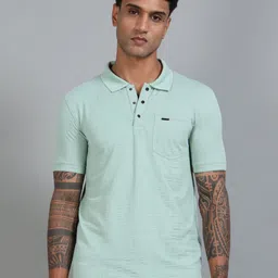 BLUE ARC Men Self Design Polo Collar Cotton T-shirt-picture-50