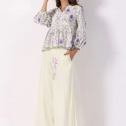 STIL O STITCH Floral Printed Mandarin Collar Tunic With Palazzo image 5