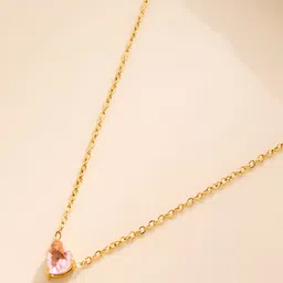 AQUASTREET 18K Gold Plated Waterproof Anti-Tarnish Pink Heart Stone Pendant Necklace image 3