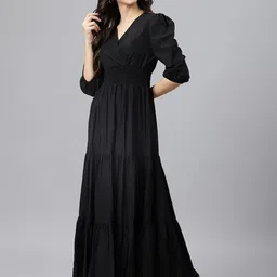 Raiyani Enterprise Womens Applique Crepe Fit & Flare Maxi Dress-image-88