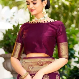 WOVENSTOCK Ethnic Motifs Zari Pure Silk Handloom Kanjeevaram Saree image 2