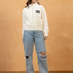 all about you Women Cable Knit Quilted Woollen Front-Open Sweater image 3