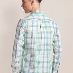 U.S. Polo Assn. Slim Fit Tartan Checks Checked Pure Cotton Casual Shirt image 2