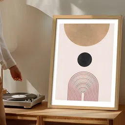Art Street Beige & Brown 1 Piece Synthetic Wood Abstract Table Top Paintings-image-61