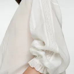 MANGO Puff Sleeve Lace Top image 3