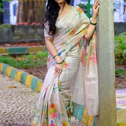 Peachmode Women Beige Sarees-picture-22