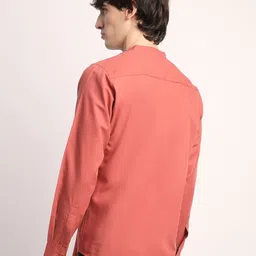 Voroxy Men Smart Band Collar Solid Cotton Casual Shirt image 3